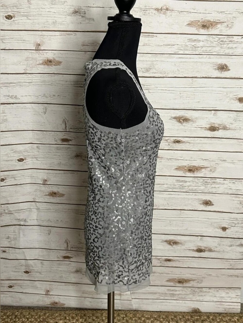 Silver Sequin Racerback Tank Top - Picture 3 of 4